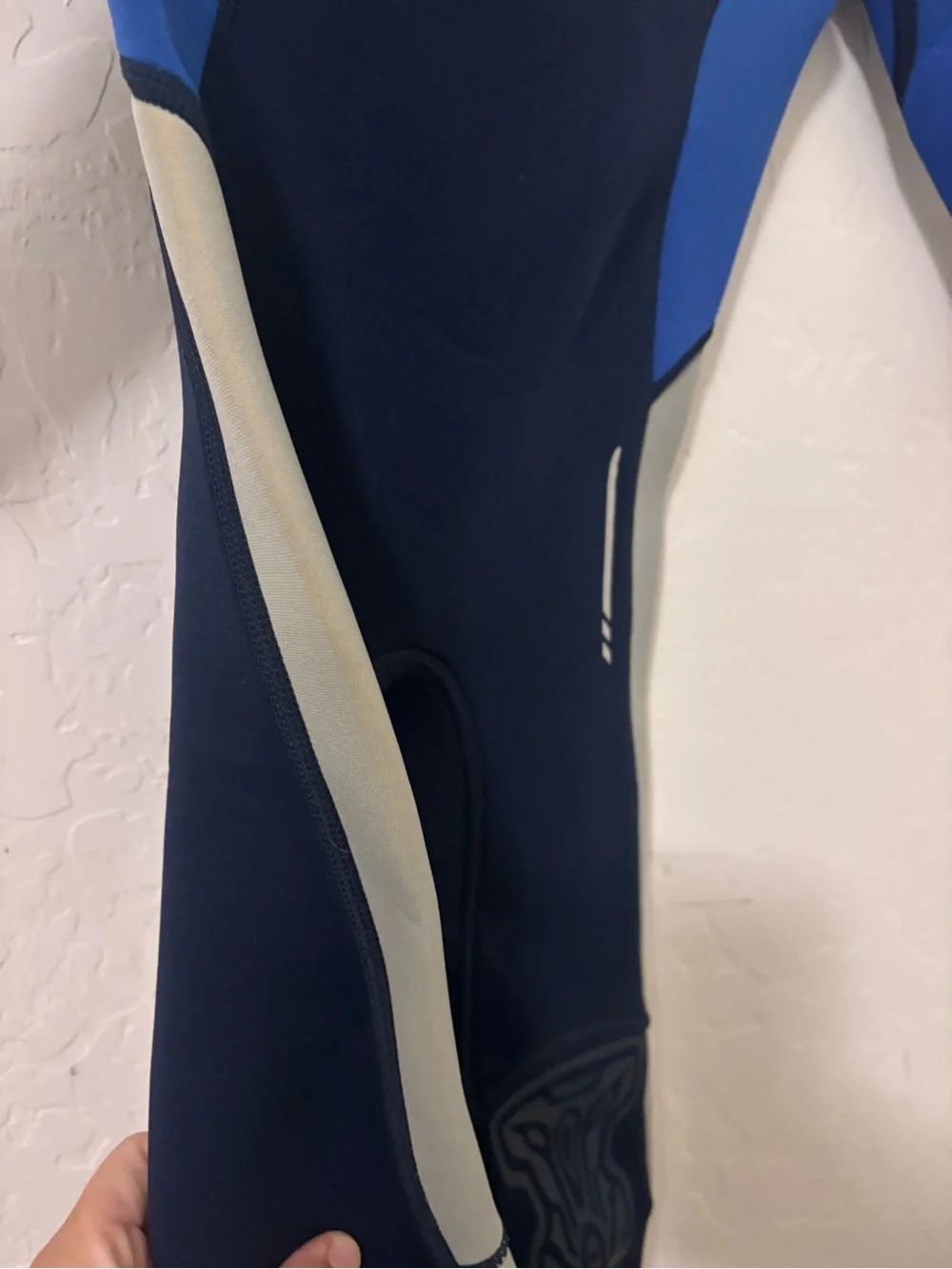 Goldfin Blue and black neoprene wetsuit with gray panels size 2